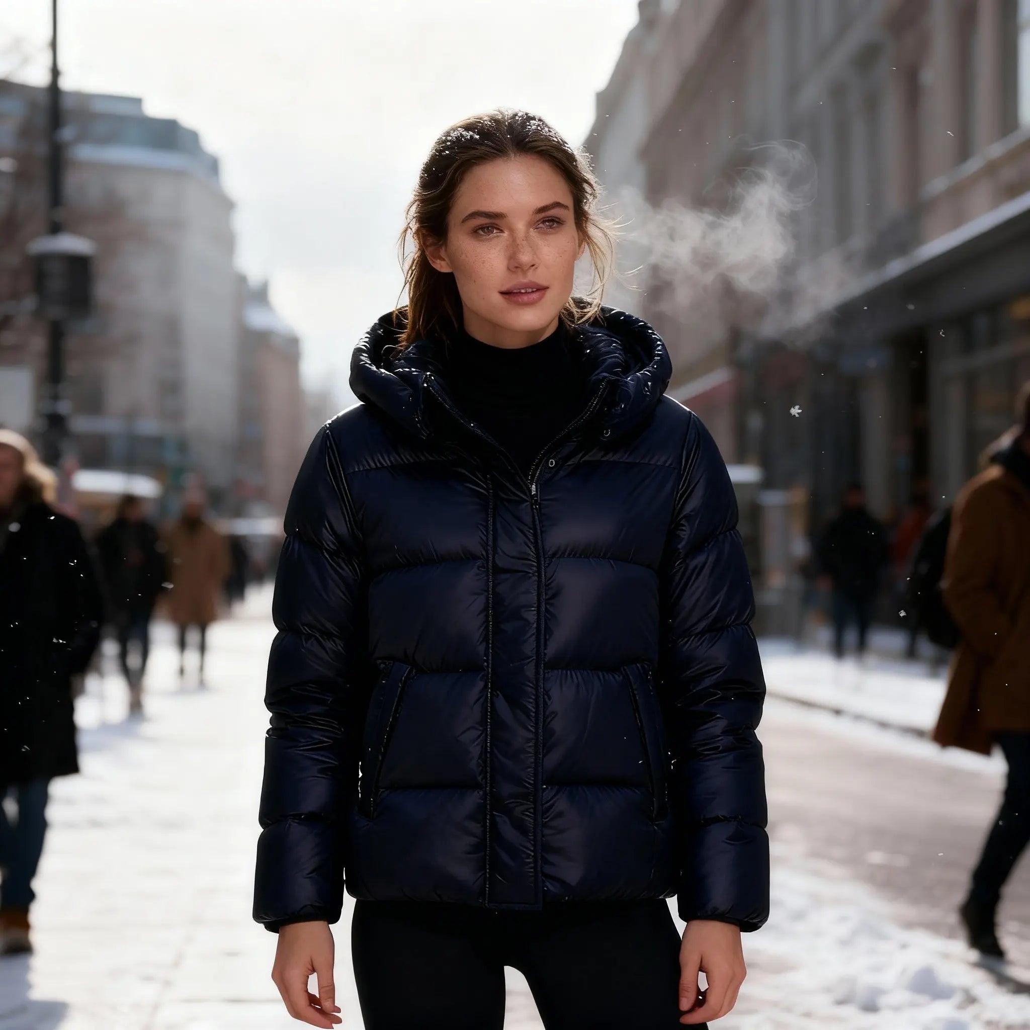 Let Pufferjakke Dame | Isolerende Fyld & Justerbar Hætte | Komfortabel Vinterjakke til Udendørs Aktiviteter 1