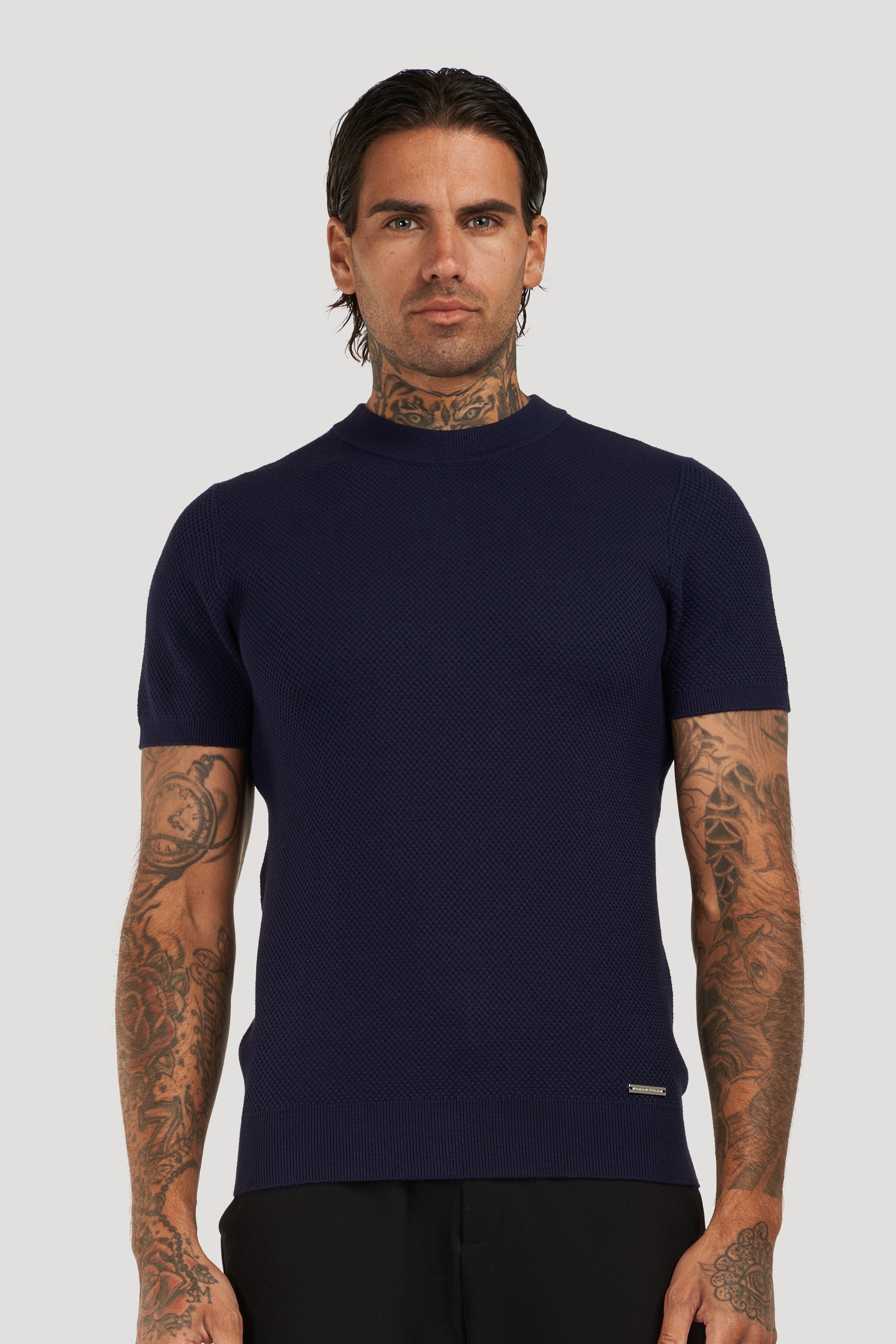 Fabio T-Shirt - Slim Fit Jacquard Knit Med 4-Vejs Stræk Og Blødt Stof 0