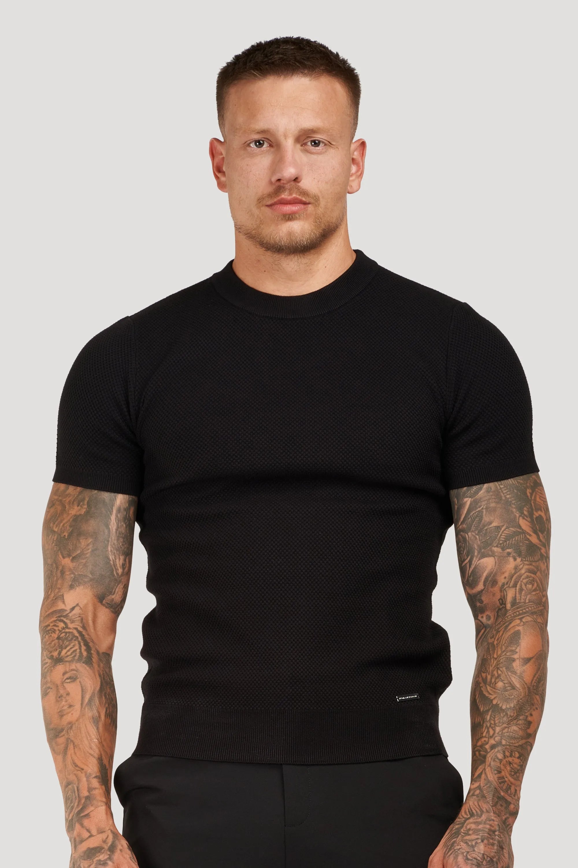 Fabio T-Shirt - Slim Fit Jacquard Knit Med 4-Vejs Stræk Og Blødt Stof 1