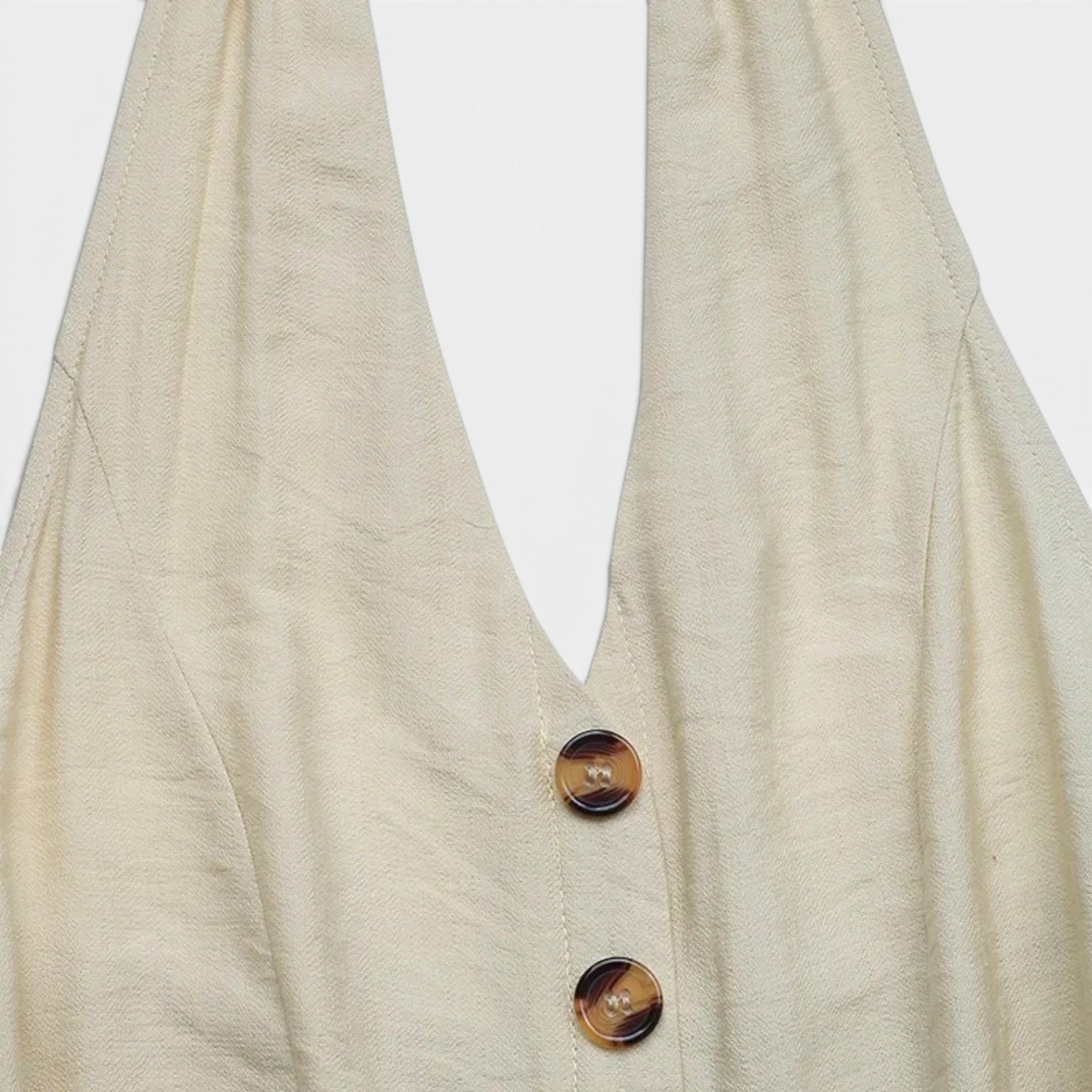 Mira | Halter Buksedragt Dame i Beige Viskose med Vide Ben | Elegant Jumpsuit til Sommerfester 9