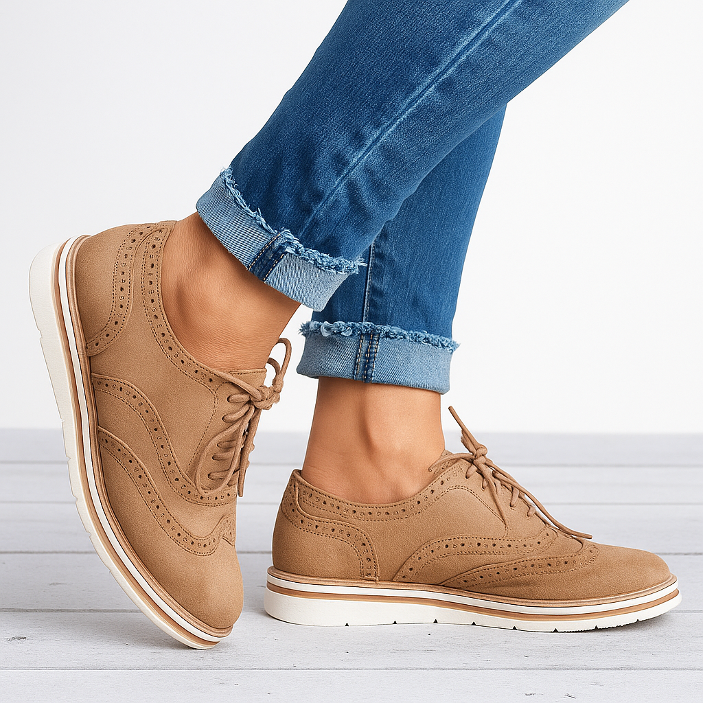 Flade Dame Sneakers i Brogue Design med Komfortabel Sål - Sko til Hverdag 4