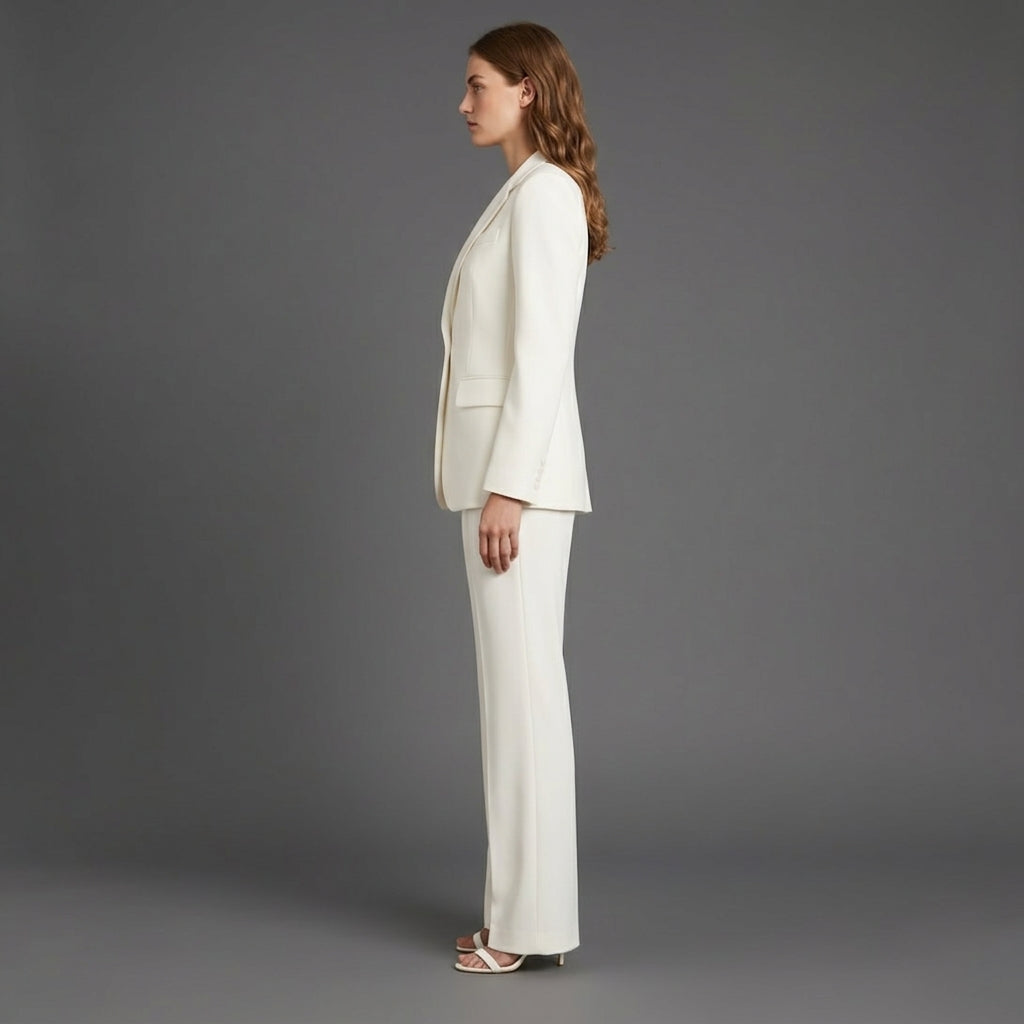 Isabella | Jakkesæt Dame med Figursyet Blazer & Vide Bukser | Komfortabel Festbeklædning til Vinter 2