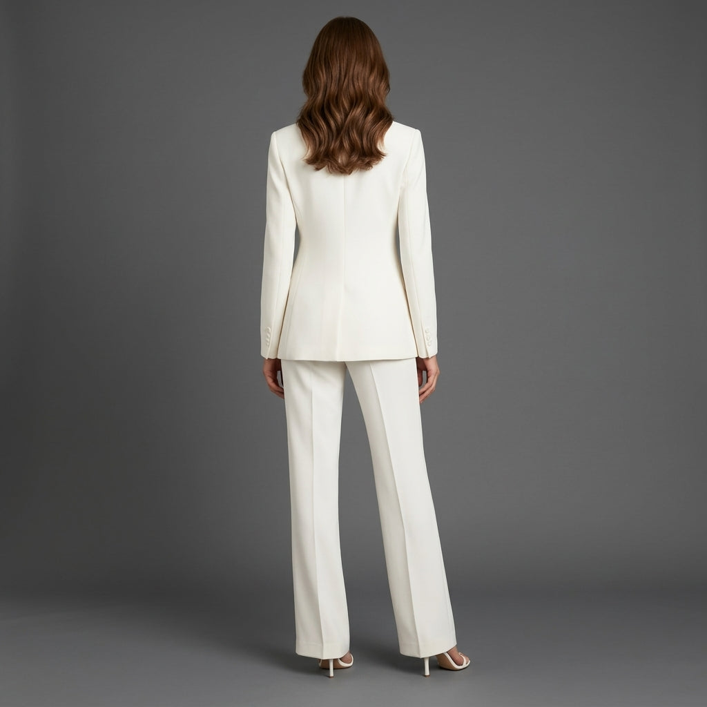 Isabella | Jakkesæt Dame med Figursyet Blazer & Vide Bukser | Komfortabel Festbeklædning til Vinter 3