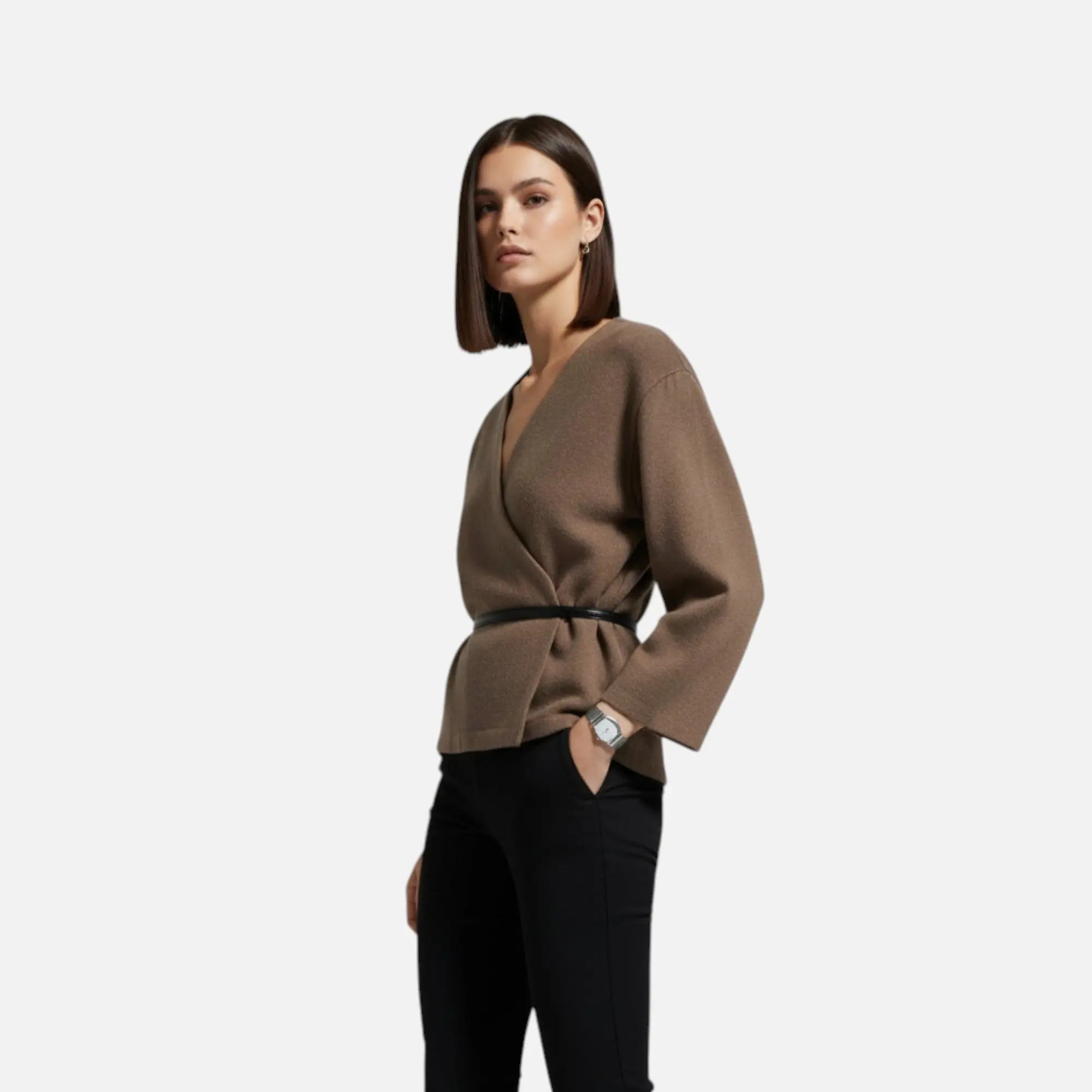 Liv | Elegant Wrap Sweater Dame med Bindebælte 3