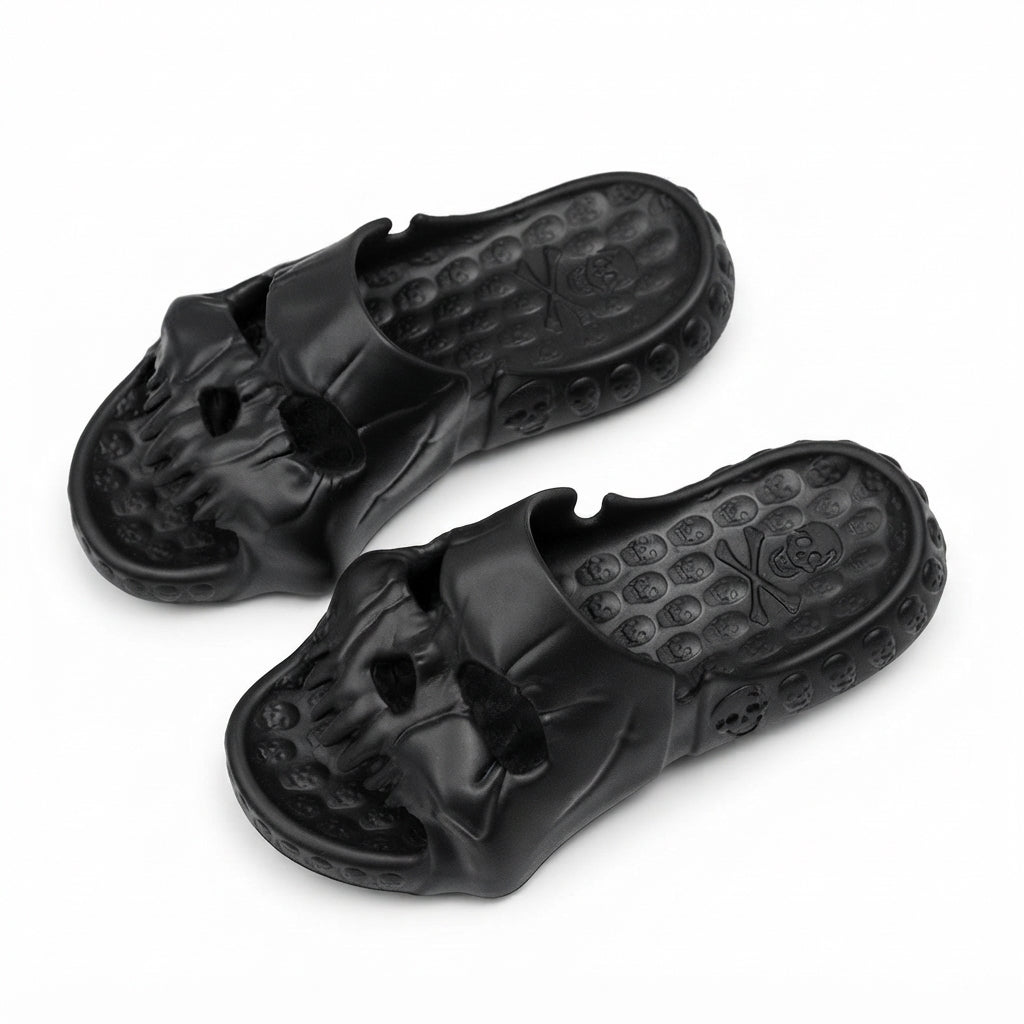 Halloween Slippers Men – Skull House Shoes with Soft Sole