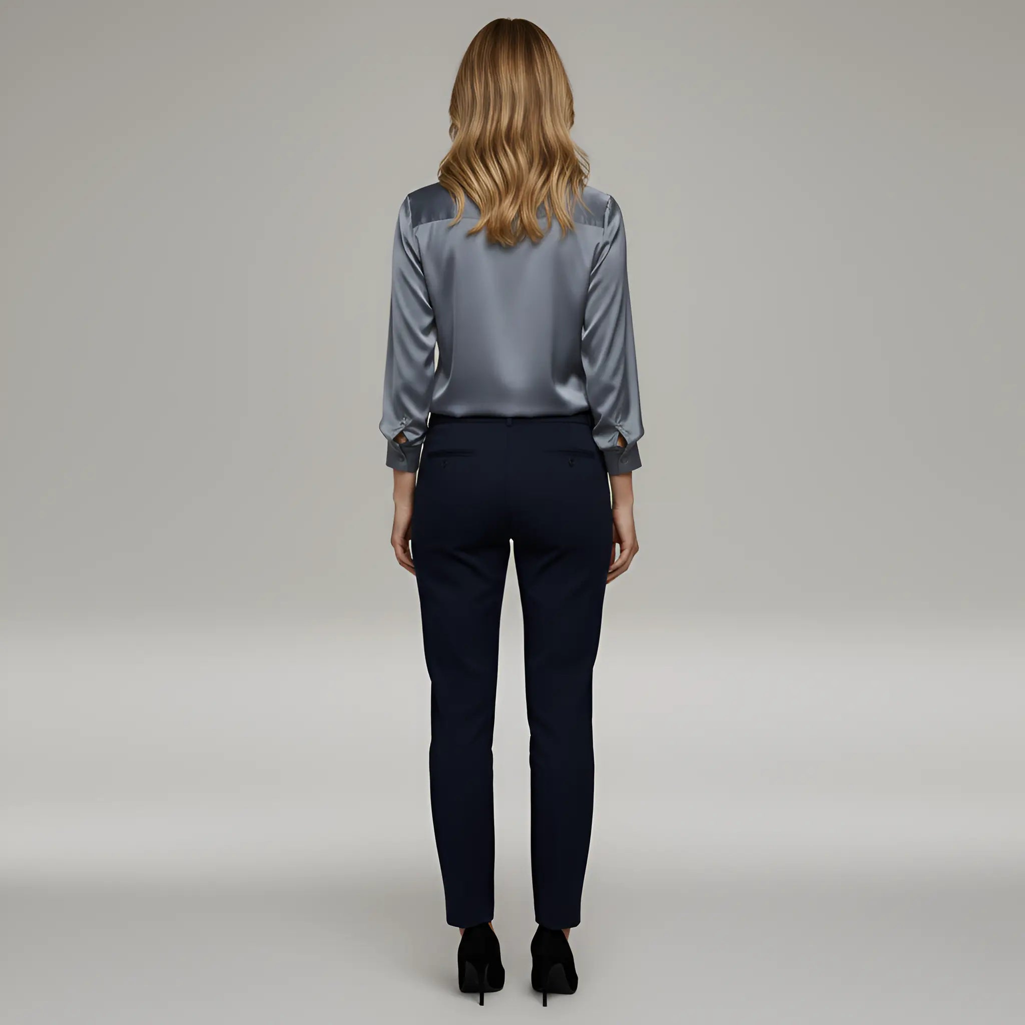 Elina Satinbluse Dame | Elegant V-Hals Bluse med Lange Ærmer | Komfortabel og Alsidig til Arbejde og Fest 3