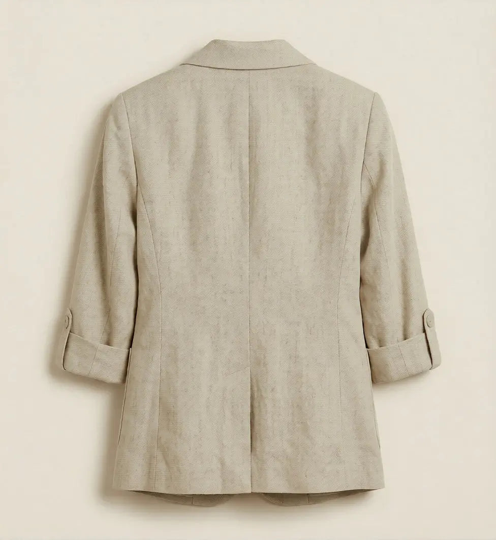 Tilde Beige Hørblazer Dame – Tailored med Knapfront og Lommer  Panorla