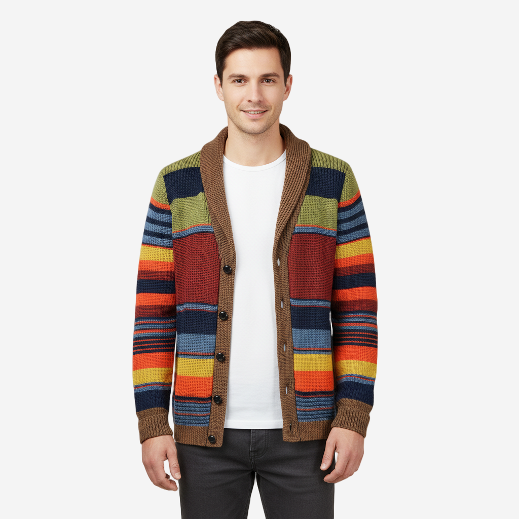 Morten Collection | Men's Cardigan with Color Block Design | Lightweight Knit for Stylish Comfort 1