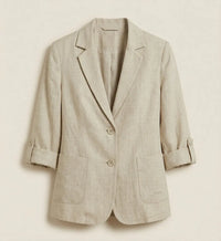 Tilde Beige Hørblazer Dame – Tailored med Knapfront og Lommer