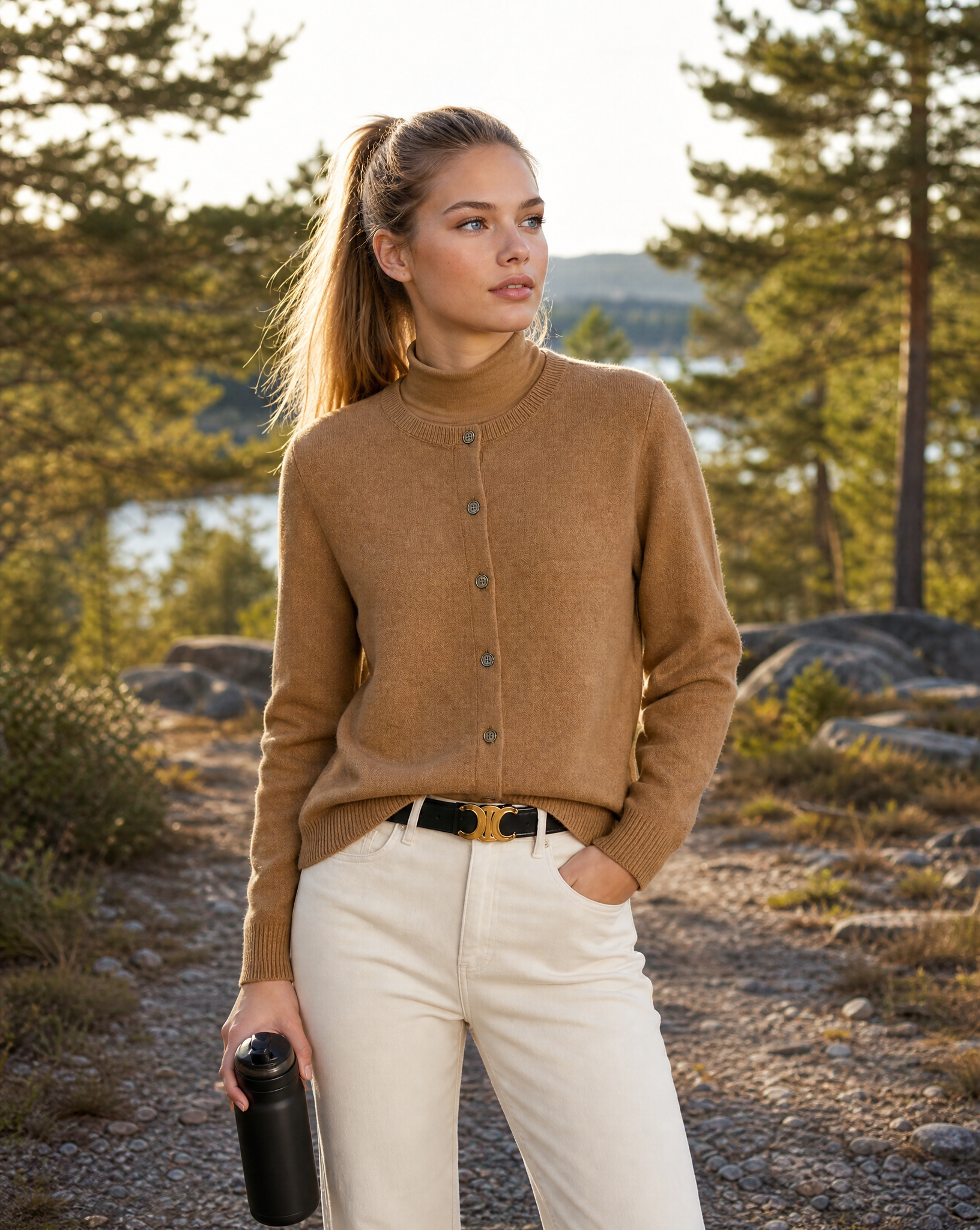 Women's Cashmere Button Cardigan – Soft Knit, Round Neck