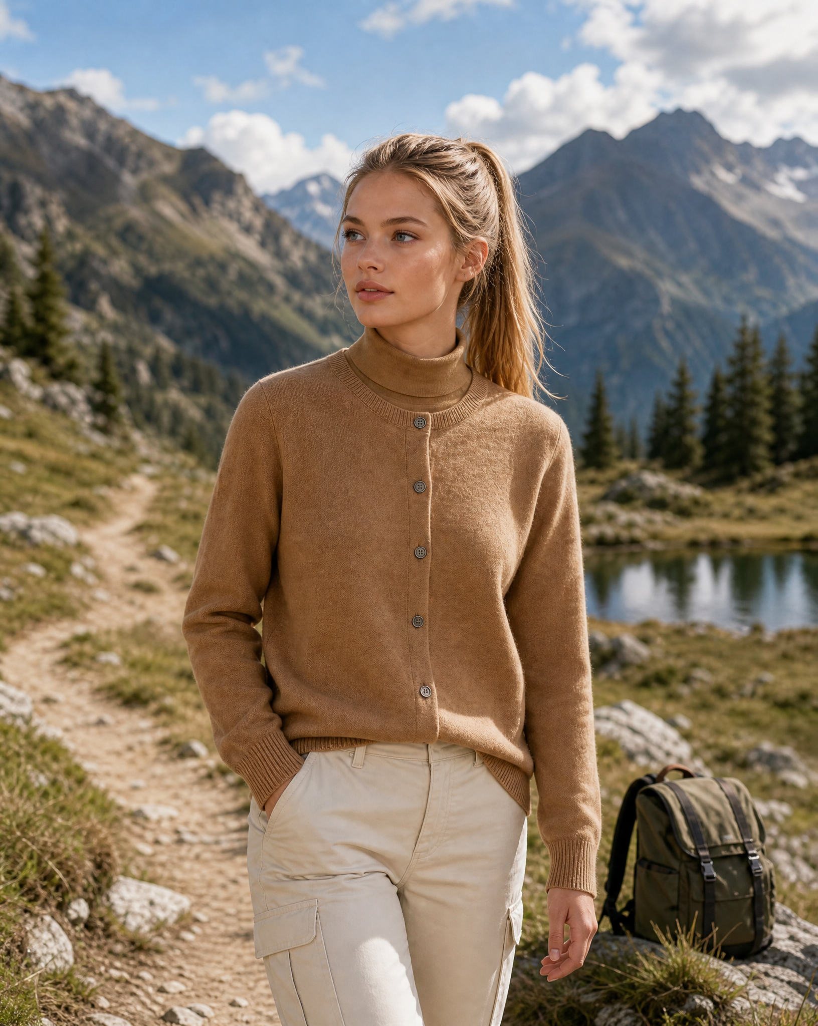 Women's Cashmere Button Cardigan – Soft Knit, Round Neck