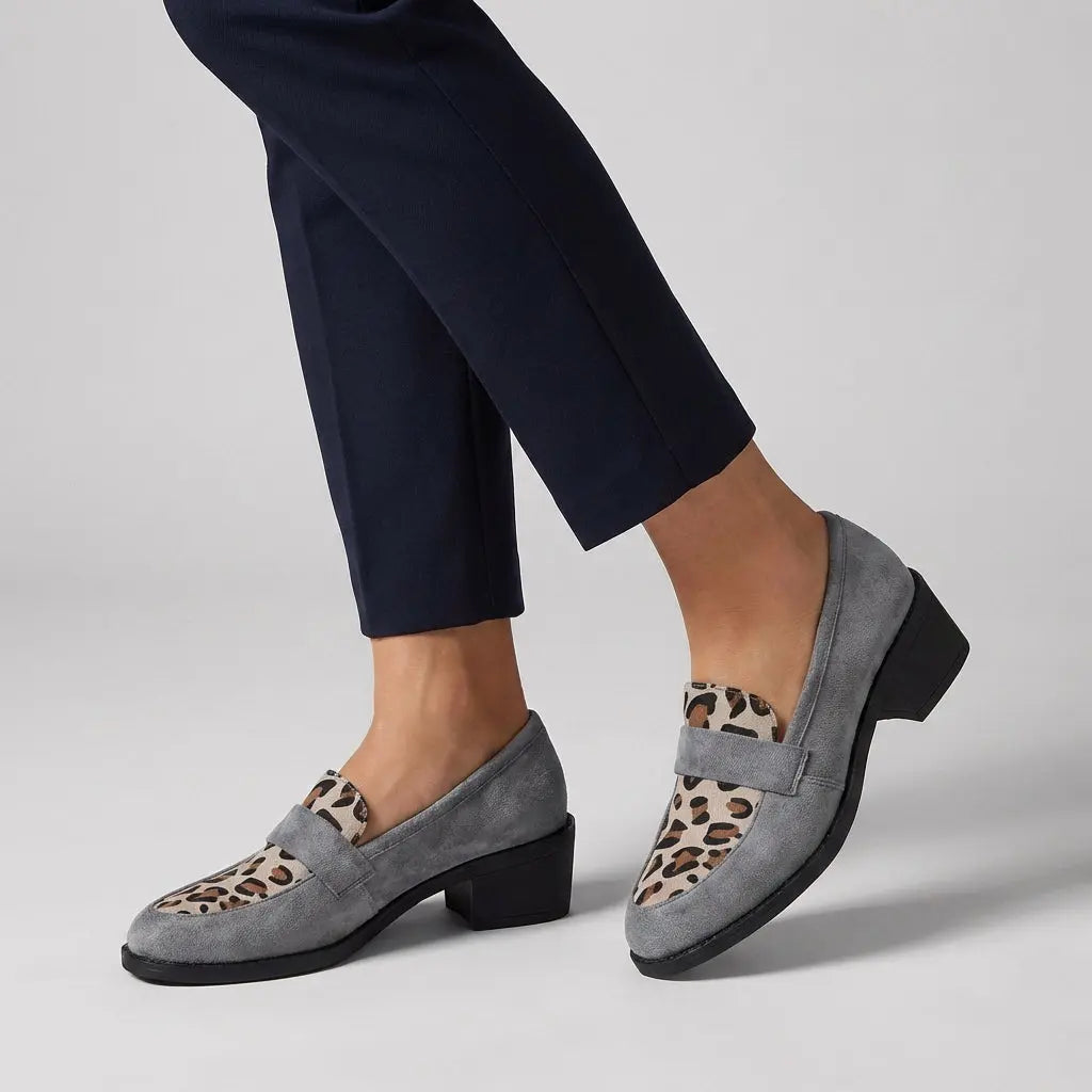 Fiona | Leopardprint Loafers Dame med Blok Hæl for Komfort og Stil 2