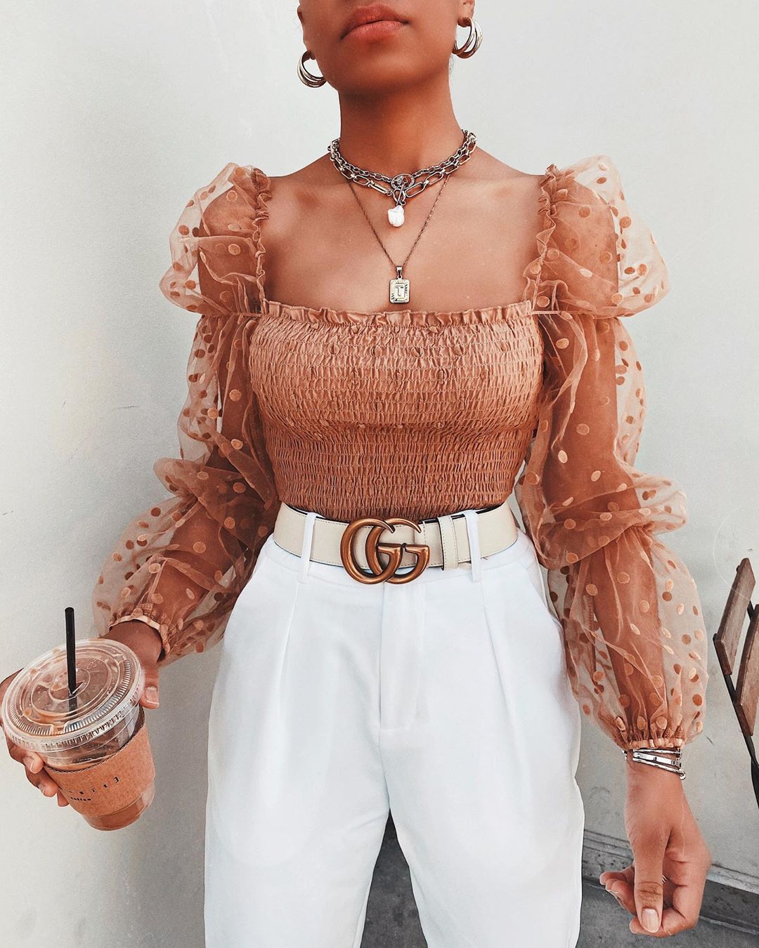 Chiffonbluse Dame – Pufærme Prikket Bluse Til Fest
