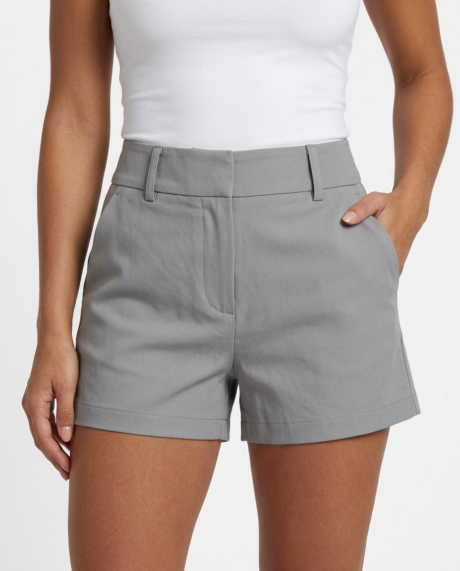 Fitted Shorts Dame – Dobbelt Knap i Taljen, 5 Farver