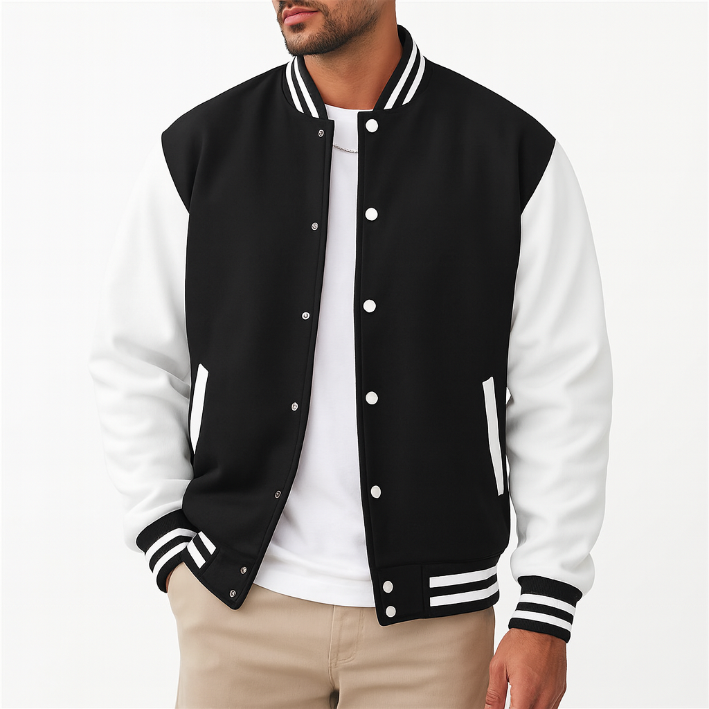 Herre Bomber Jakke med Snapknapper – Klassisk Design til Casual og Smart-Casual Outfits 1