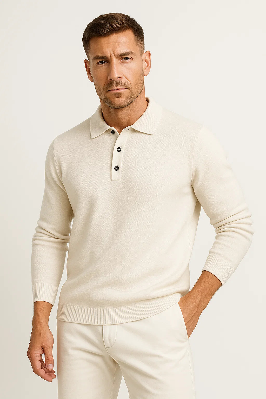 Daniel | Klassisk Polosweater til Mænd i Bomuldsstrik