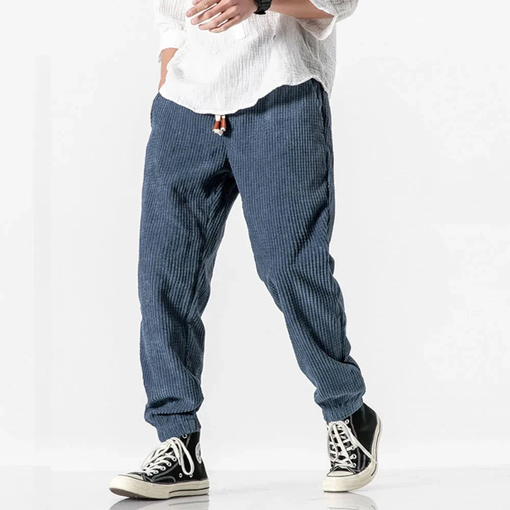 Japansk Casual Bukser - Justerbar Talje, Blødt Velour, Komfortabel Pasform 0