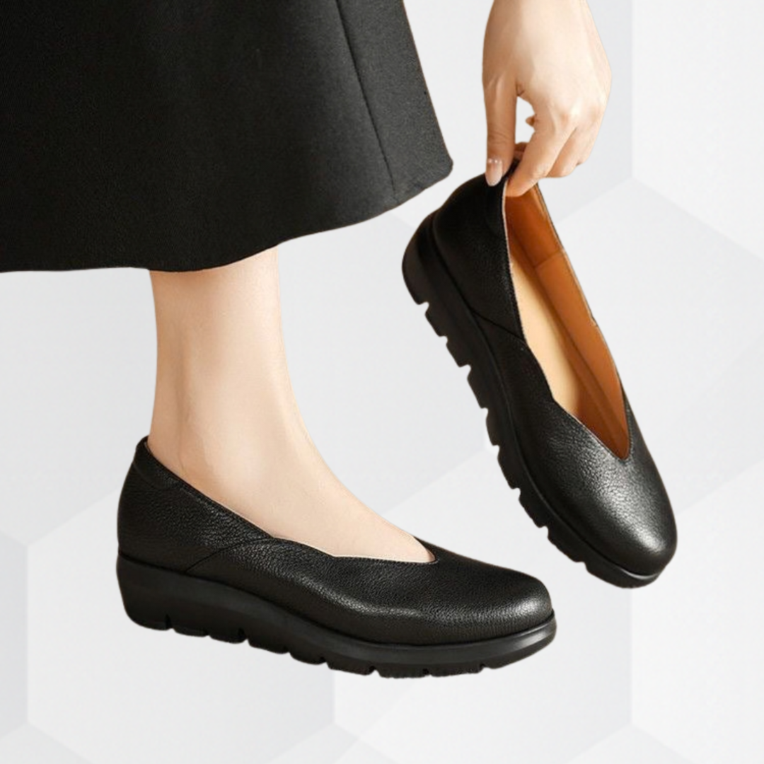 Women's Ballet Flats – Leather Round Toe Comfort Shoes | Cushioned Slip On Flats, Yellow