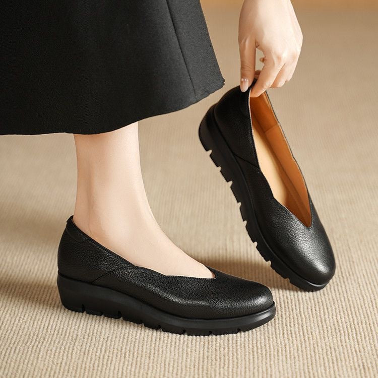 Women's Ballet Flats – Leather Round Toe Comfort Shoes | Cushioned Slip On Flats, Yellow