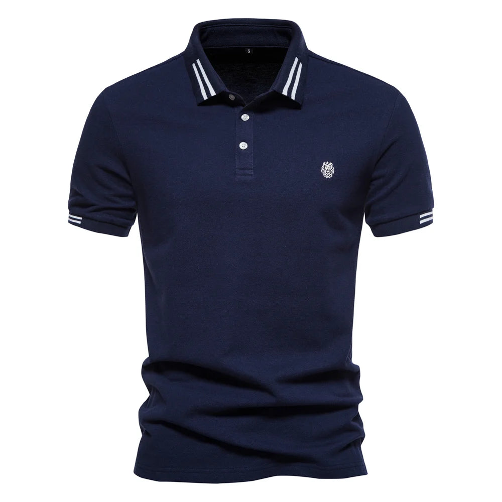 Kvalitets Polo Shirt Til Mænd - Kortærmet Med Stribet Kant & Komfort 0