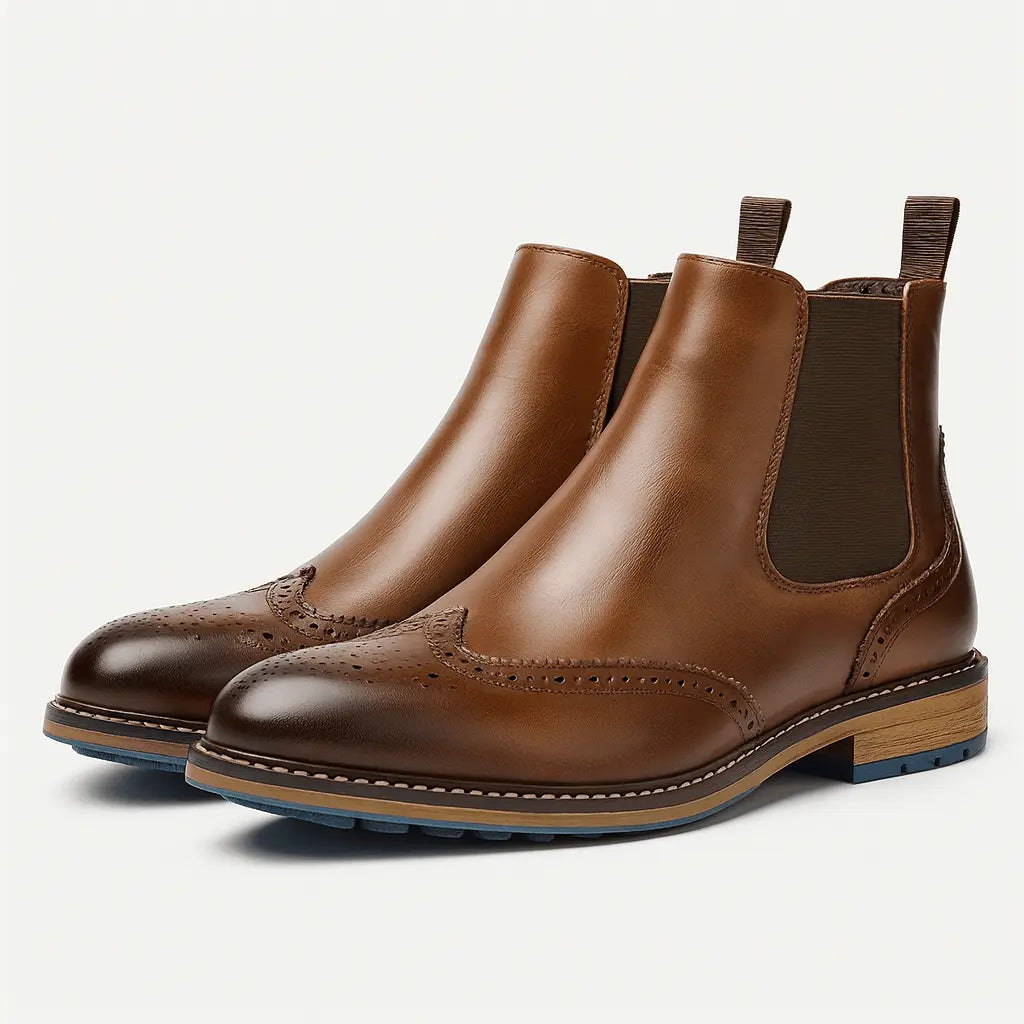Chelsea Støvler Herre | Læder Chelsea Boots med Brogue Detaljering | Slip-On Design for Komfort og Stil 1