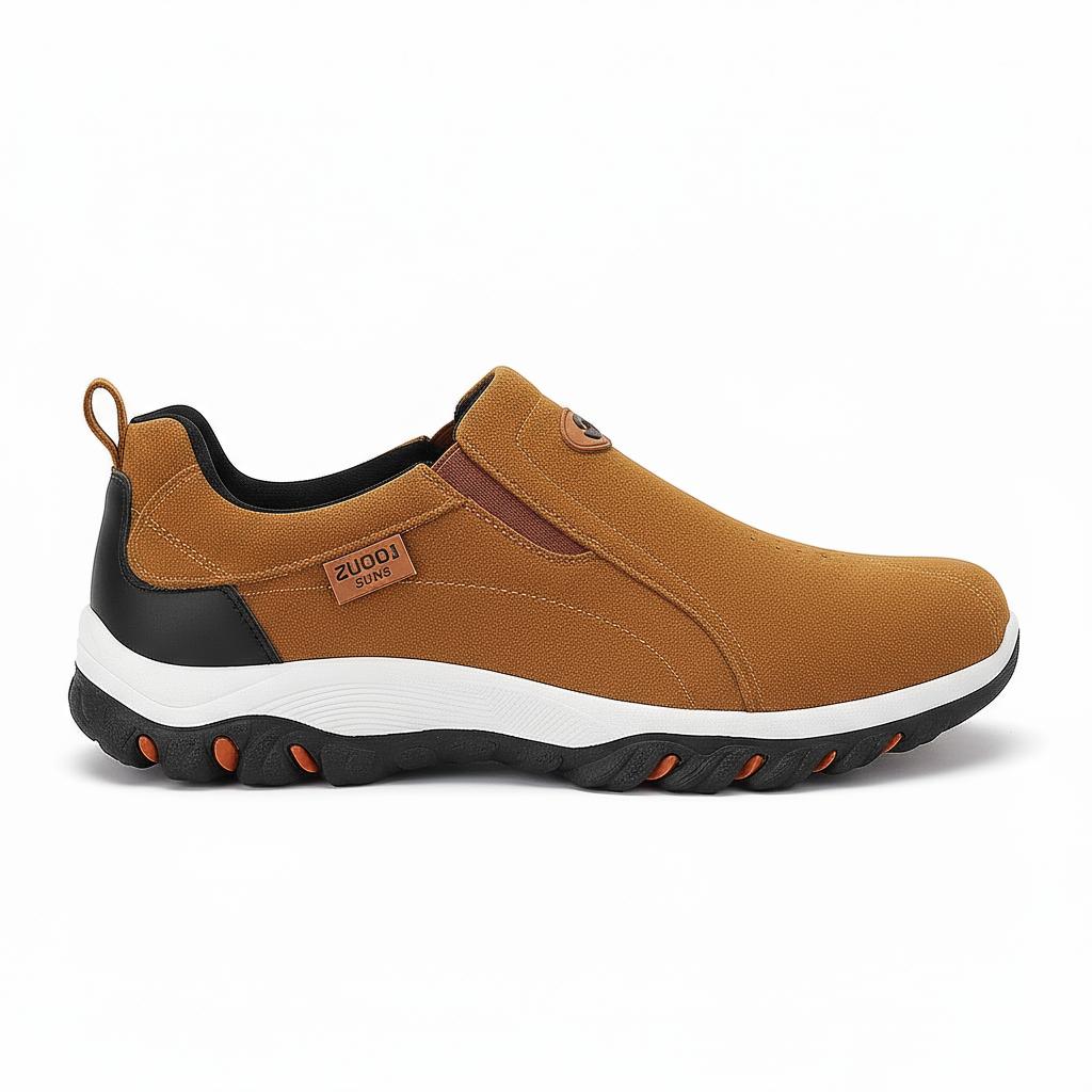 Komfortable Outdoorsko med Memory Foam Indersål og Rutsjfaste Sål – Åndbar Mikrofiber og Ruskind, Slip-On Design 1