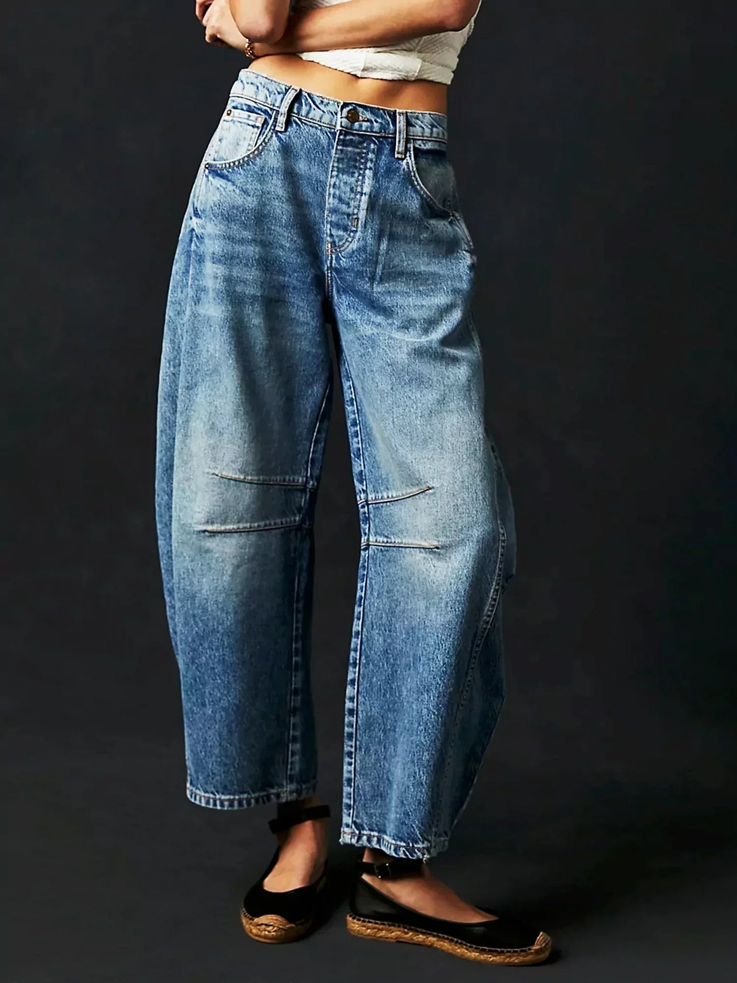 Barrel Jeans Dame Højtaljede – Vide Ben med Løs Pasform
