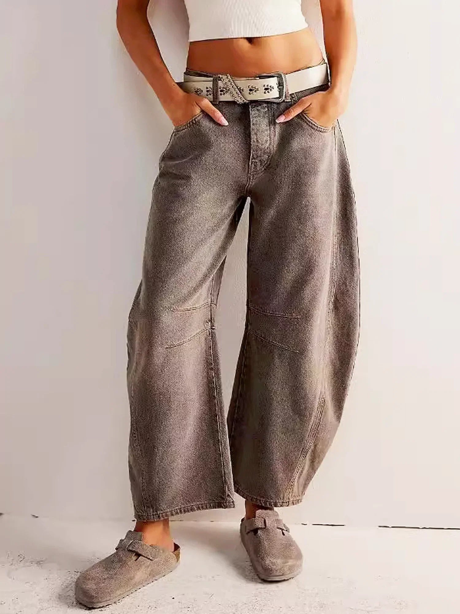 Leilani Barrel Jeans Dame – Leopardprint med Høj Talje