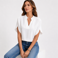 Chiffon Bluse Dame V-Hals – Let og Luftig
