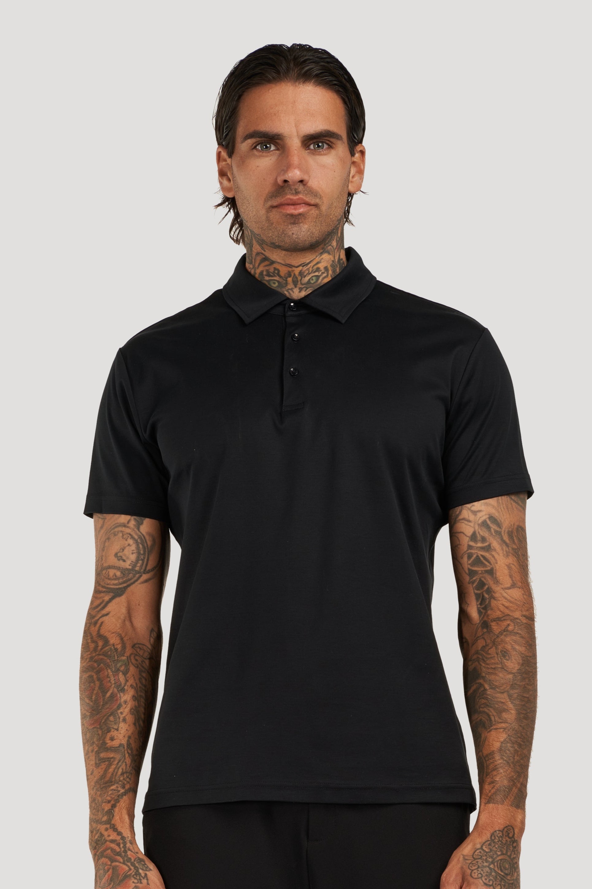 Luxe Polo - Slim Fit Herre T-Shirt i 100% Supima Bomuld med Glans 0