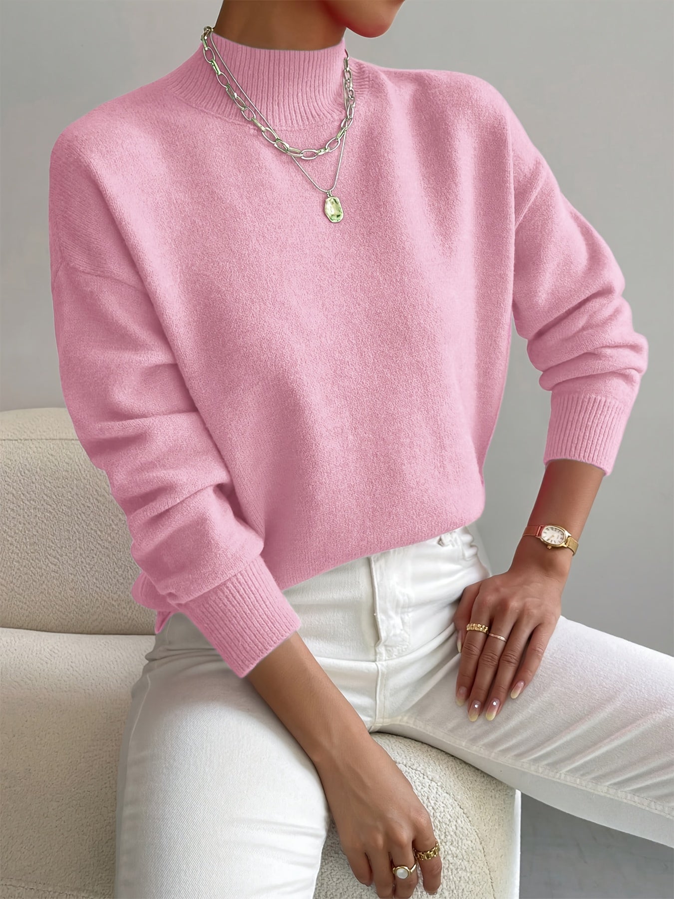 Women's Fitted Turtleneck Knit Jumper – Soft, Elegant