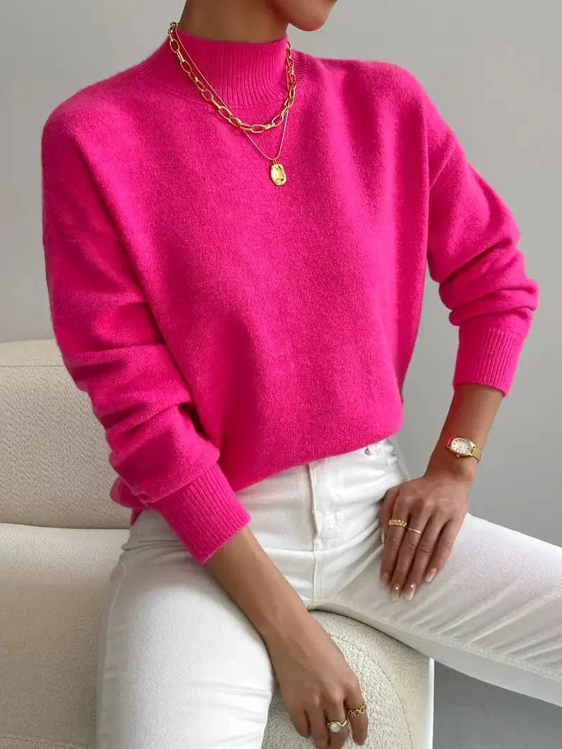 Women's Fitted Turtleneck Knit Jumper – Soft, Elegant