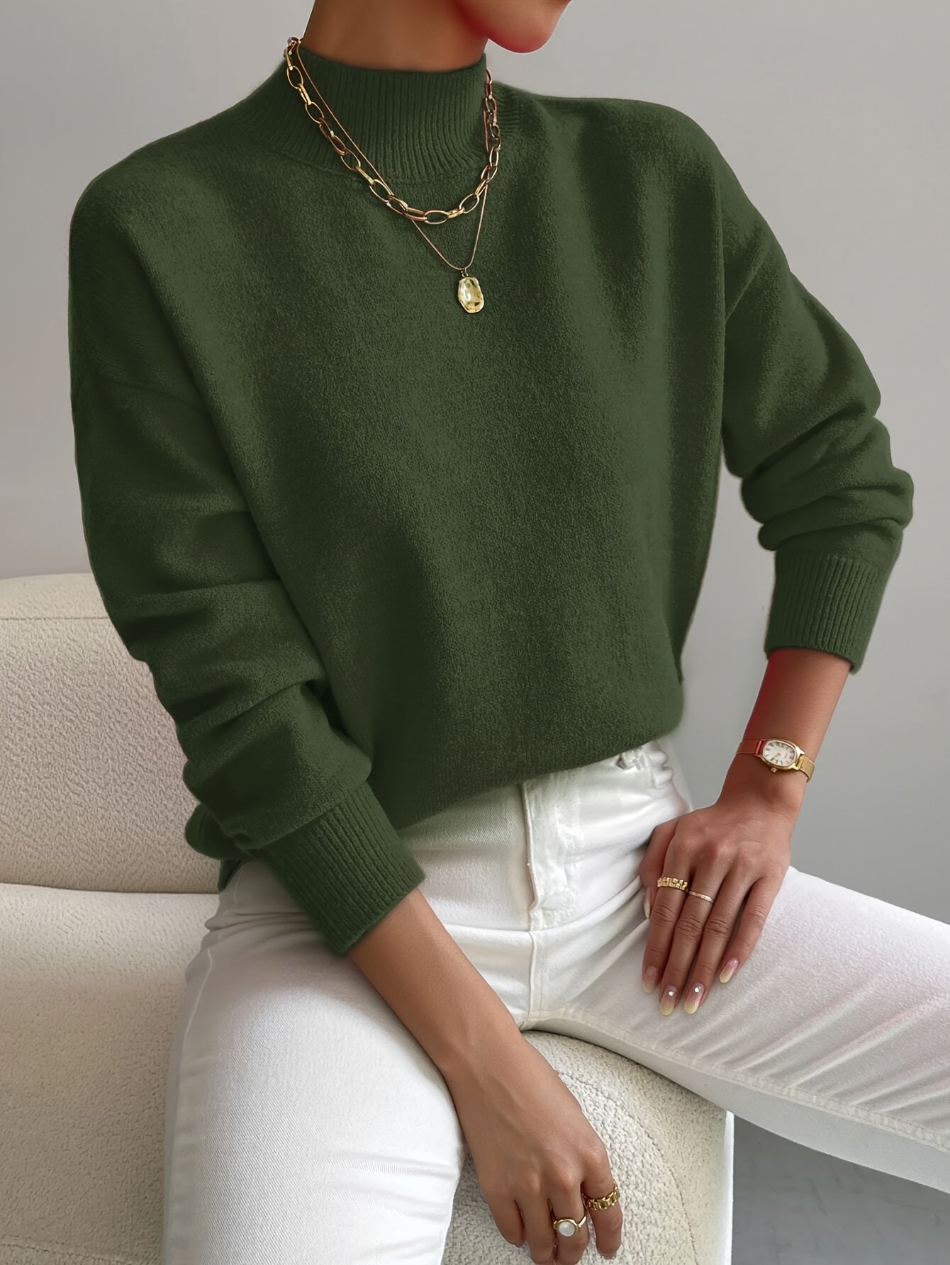 Women's Fitted Turtleneck Knit Jumper – Soft, Elegant