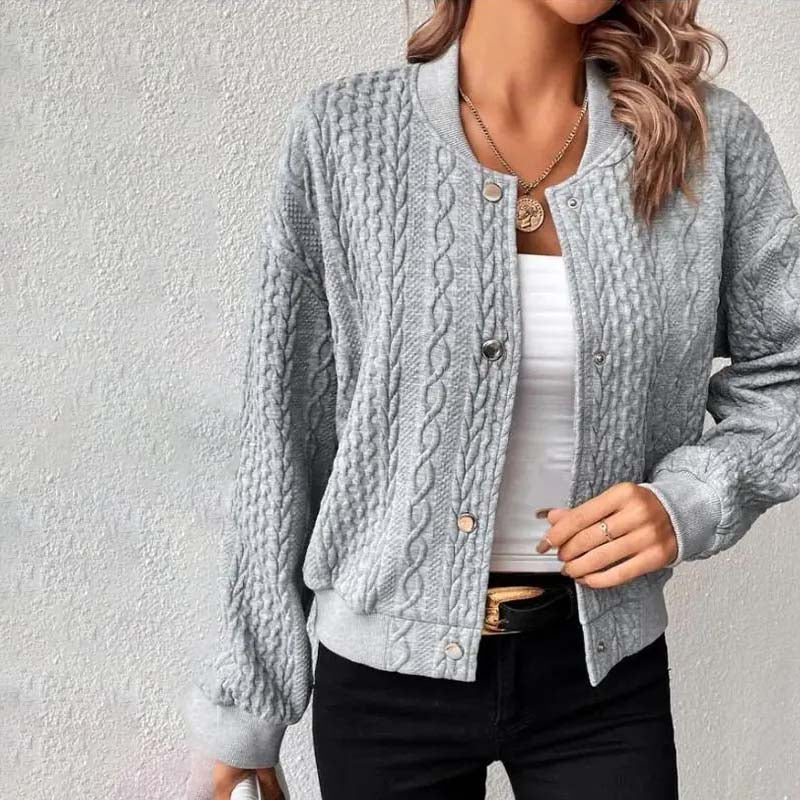 Cable Knit Cardigan Women – Button Front Round Neck