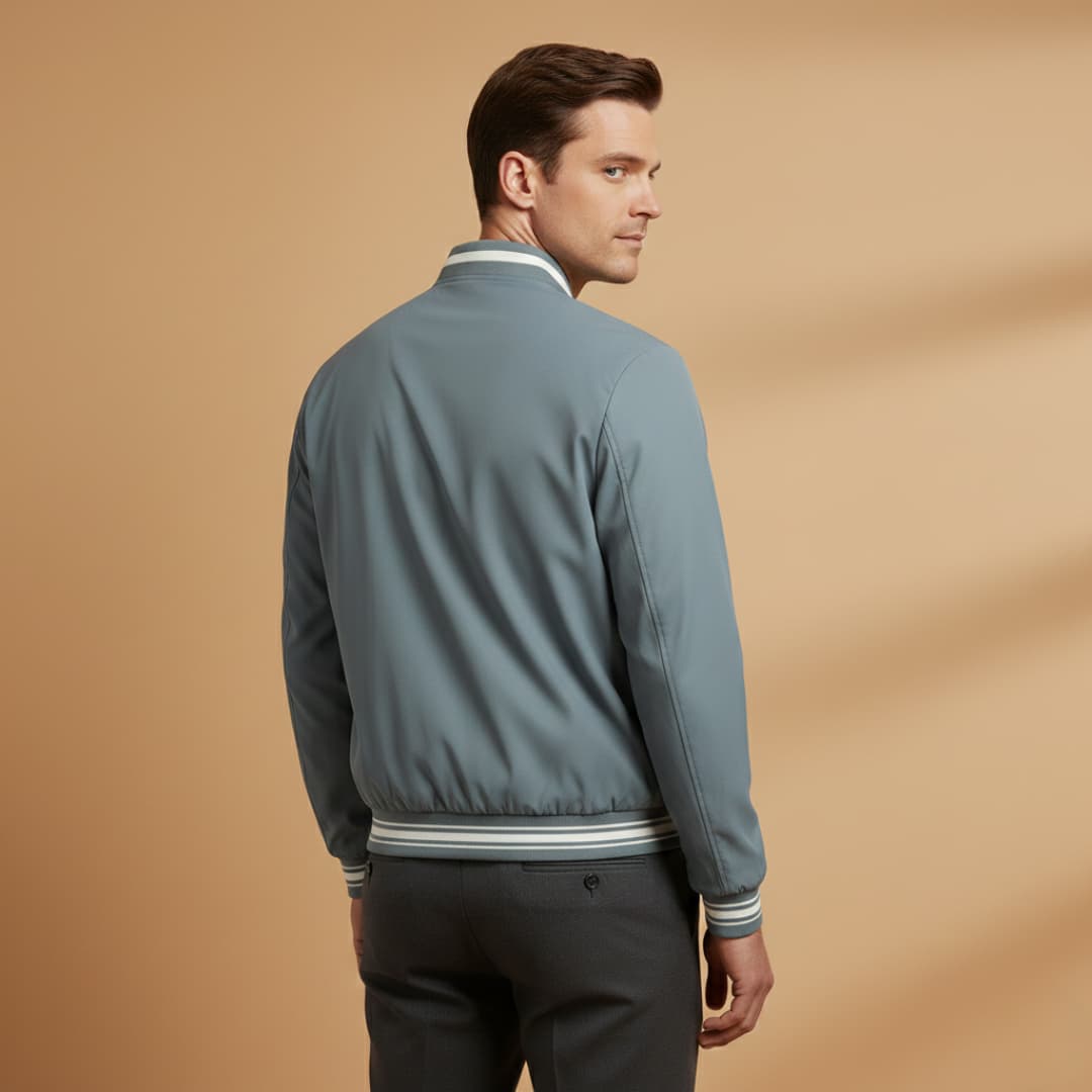 Klassisk Bomber Jakke Herre | Let Zipjakke med Elastiske Detaljer | Optimal Komfort til Daglig Brug 3