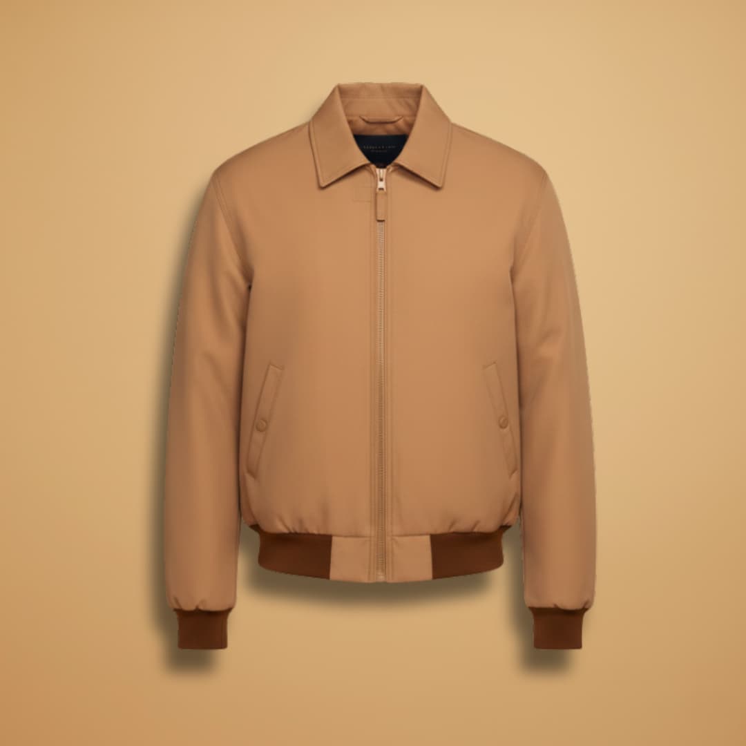 Stilfuld Bomber Jakke Herre med Lynlås og Ribkanter | Praktisk Hverdagsbrug 1