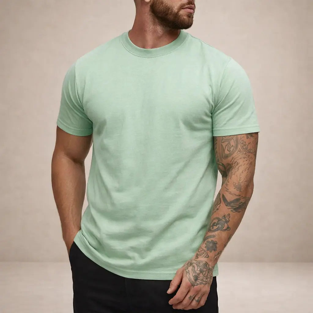 Klassisk T Shirt Til Mænd | Blød Bomuld Med Rund Hals | Alsidig Basisitem Til Hverdag 19