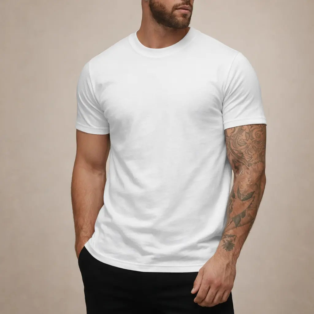 Klassisk T Shirt Til Mænd | Blød Bomuld Med Rund Hals | Alsidig Basisitem Til Hverdag 9