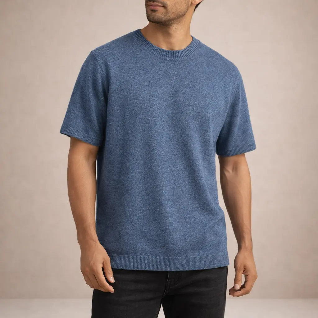 Luca | T-Shirt til Mænd med Korte Ærmer i Finstrikket Stof | Komfortabel og Stilfuld til Hverdagsbrug 14