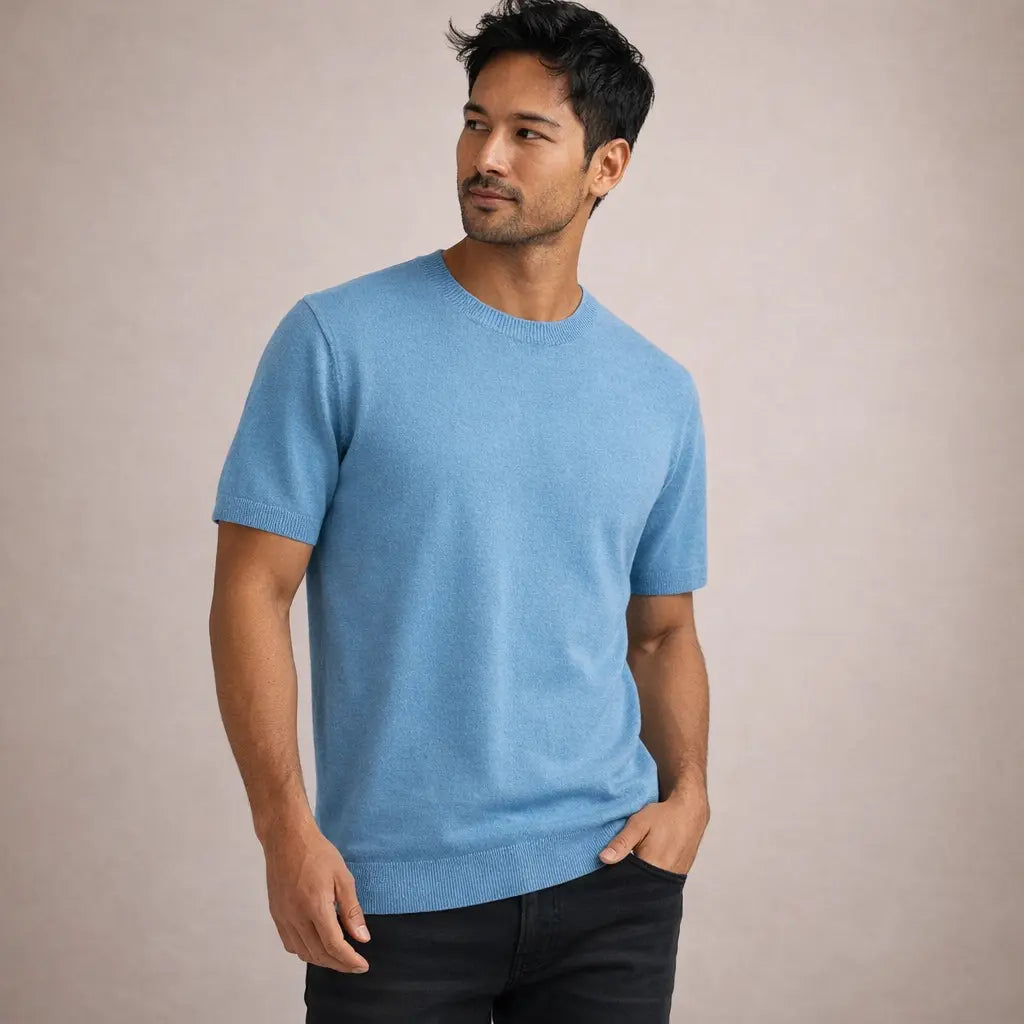 Luca | T-Shirt til Mænd med Korte Ærmer i Finstrikket Stof | Komfortabel og Stilfuld til Hverdagsbrug 9