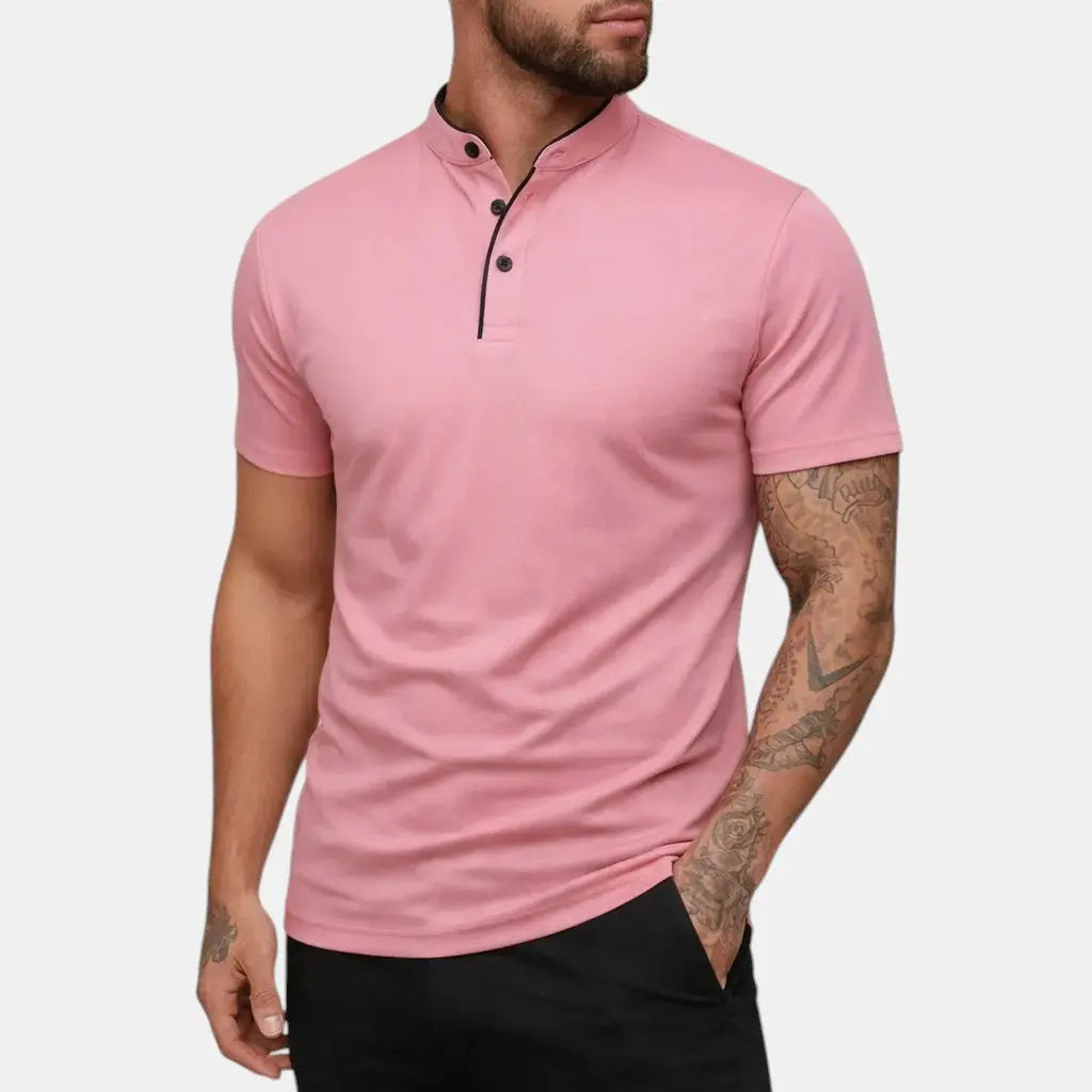 Moderne Polo Shirt Til Mænd med Ståkrave og Kort Knapstolpe | Komfortabel og Stilfuld Hverdagstøj 15