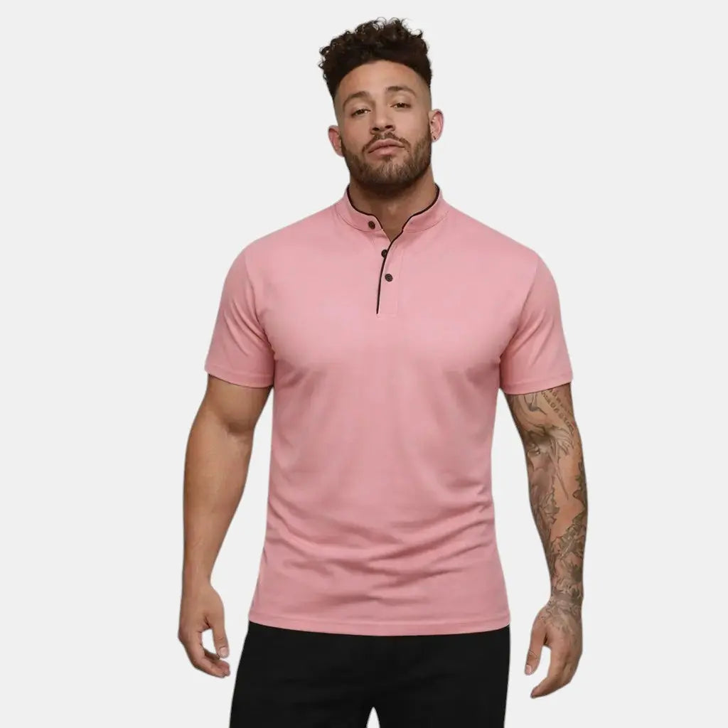 Moderne Polo Shirt Til Mænd med Ståkrave og Kort Knapstolpe | Komfortabel og Stilfuld Hverdagstøj 16