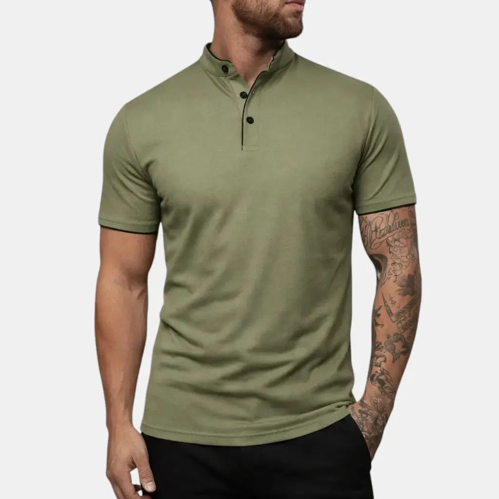 Moderne Polo Shirt Til Mænd med Ståkrave og Kort Knapstolpe | Komfortabel og Stilfuld Hverdagstøj 17