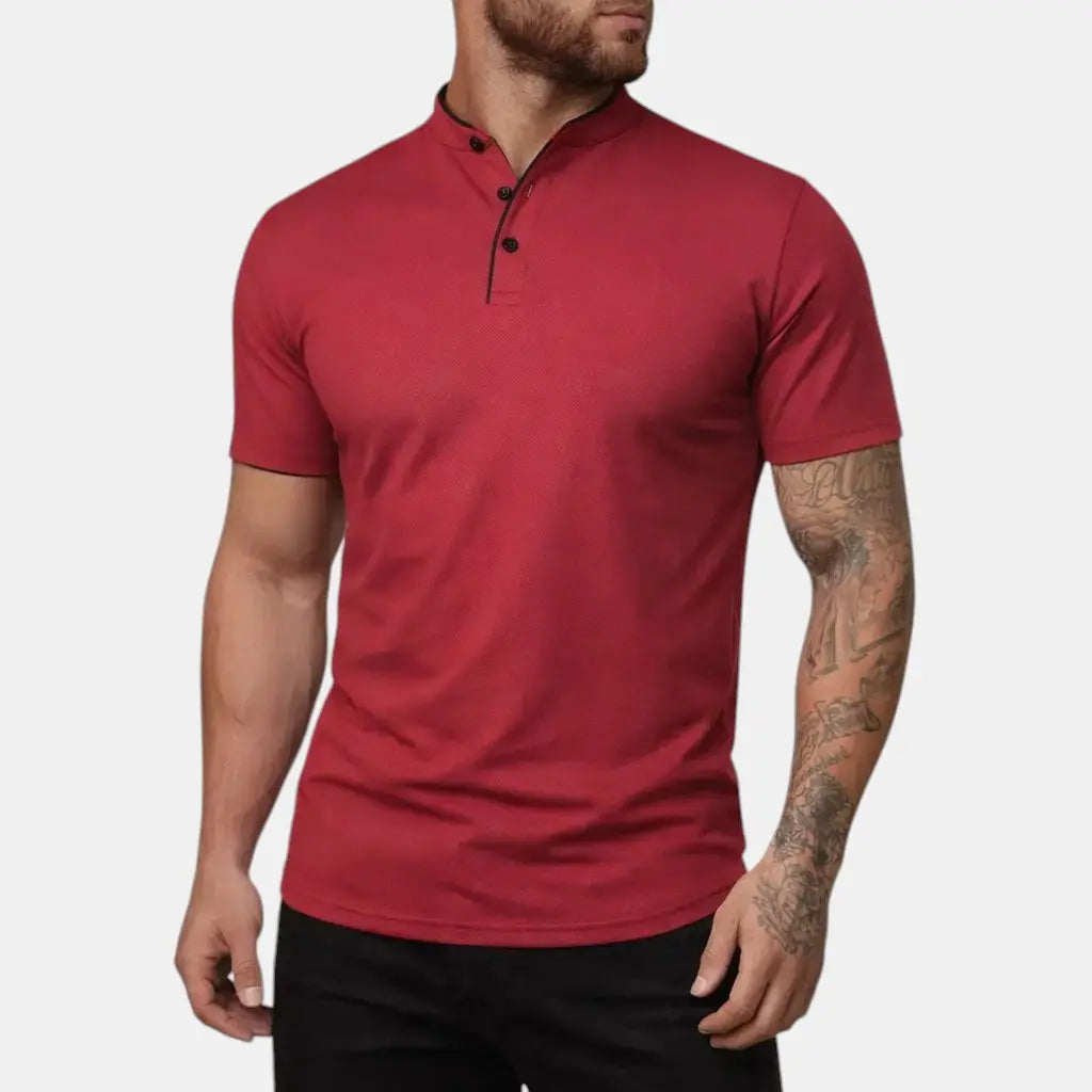 Moderne Polo Shirt Til Mænd med Ståkrave og Kort Knapstolpe | Komfortabel og Stilfuld Hverdagstøj 19