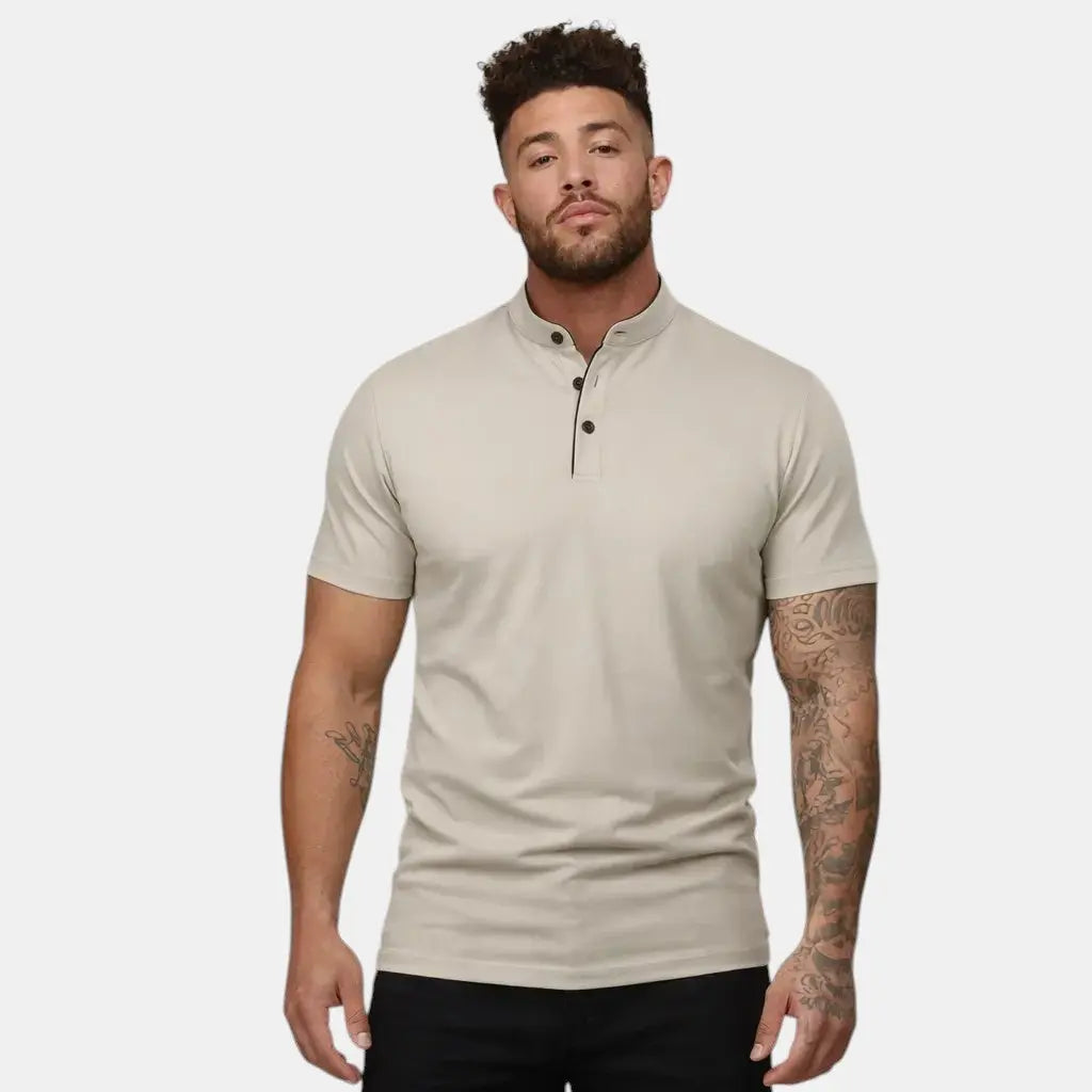 Moderne Polo Shirt Til Mænd med Ståkrave og Kort Knapstolpe | Komfortabel og Stilfuld Hverdagstøj 6