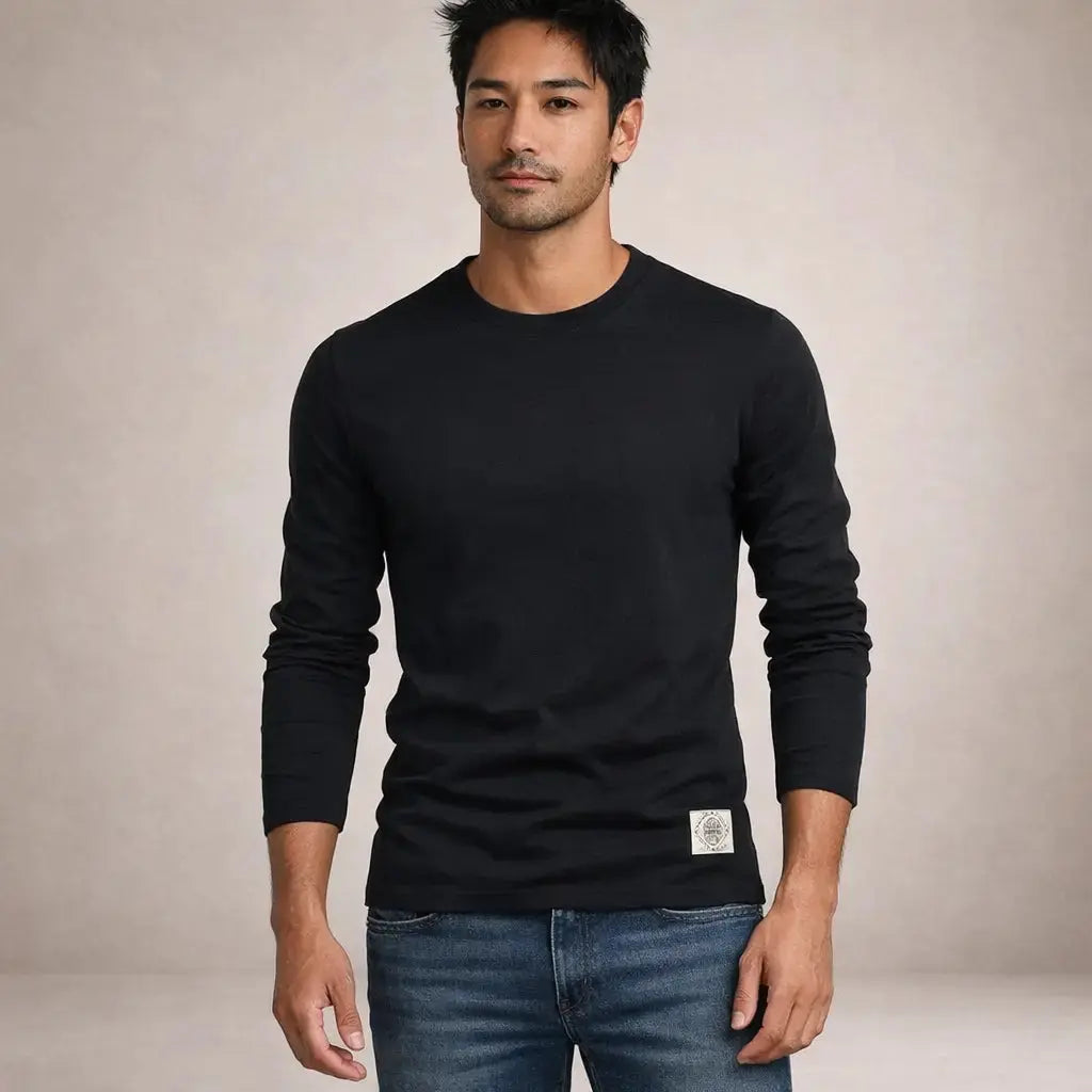 Langærmet T Shirt Herre | Minimalistisk Design med Komfortabel Pasform | Ideel til Hverdagsbrug 14