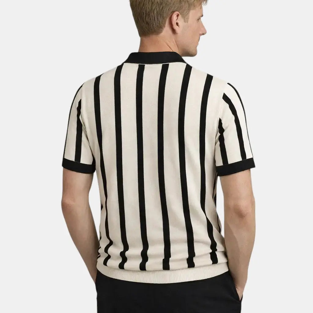 Stribet Polo Skjorte til Mænd med Half-Zip Design | Elegant Casual Look for Forårs- og Sommersæsonen 4
