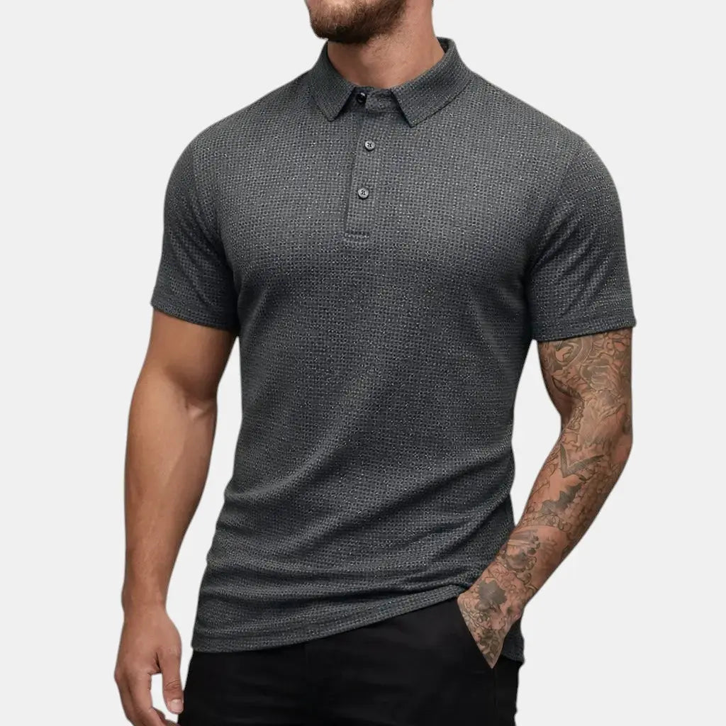 Tekstureret Polo Shirt Mænd med Knapper | Elegant Casual Stil for Tidløs Komfort 5