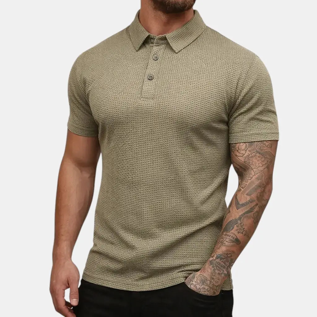 Tekstureret Polo Shirt Mænd med Knapper | Elegant Casual Stil for Tidløs Komfort 7