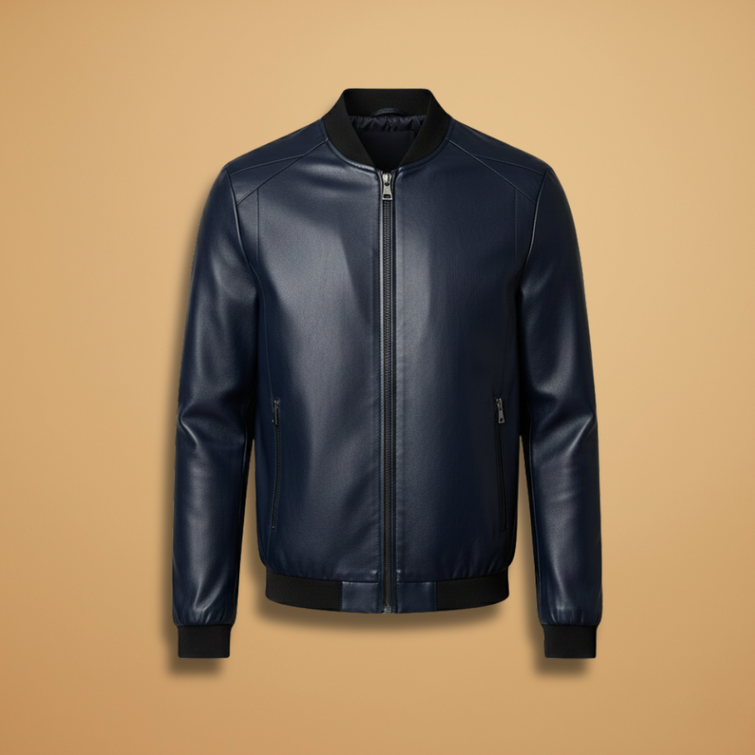 Moderne Bomber Jakke Herre med Lynlås og Kontrastdetaljer | Let og Stilfuld Overgangsjakke 1